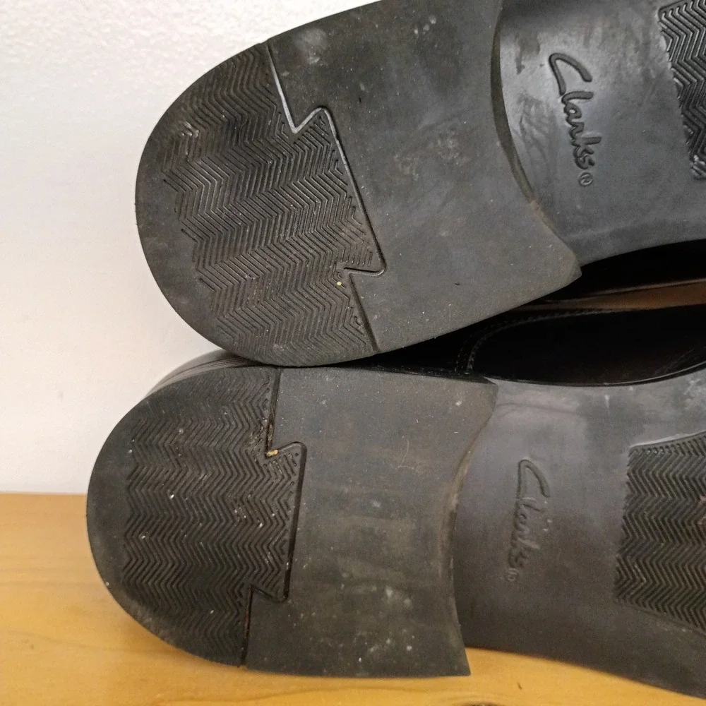 Men's Clarks Tilden Walk‎ Lace-Up Oxfords Shoes Black Leather Square Toe Sz 14 M